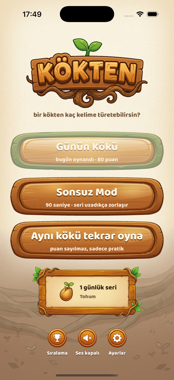 Ana menü ve gün serisi