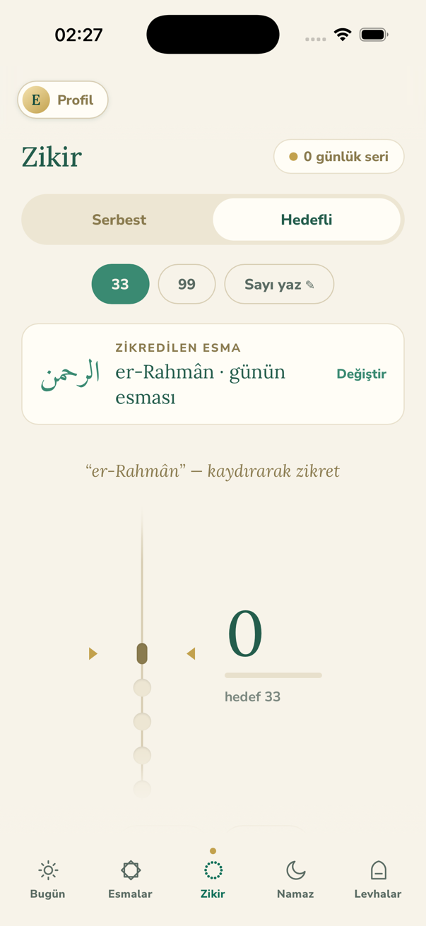 Boncuk dizisiyle zikir sayacı